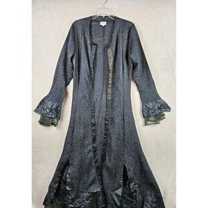 Mina Silk Blend Robe Kaftan Black Chiffon Goth One Size